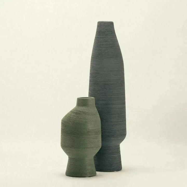 ceramic vase - earthy olive green glaze - Dennis Did It