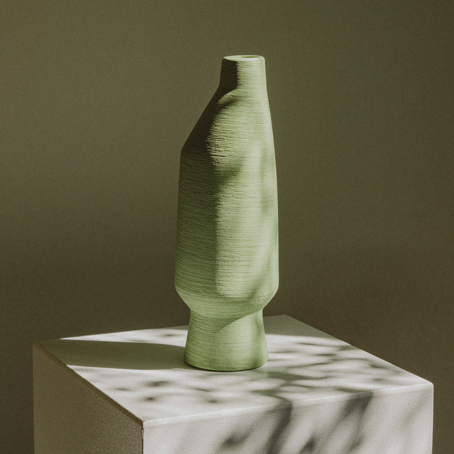 ceramic vase duo - olive and greener colourways - Dennis Did It