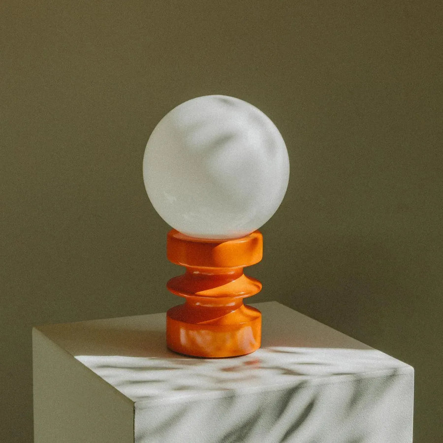 painted timber table lamp - blood orange - Dennis Did It