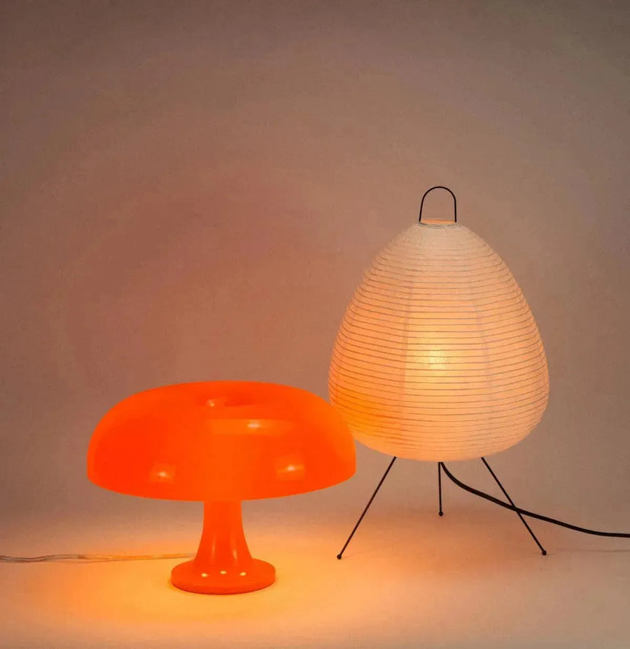 blood orange ceramic lamp and rice paper floor lamp bundle - Dennis Did It