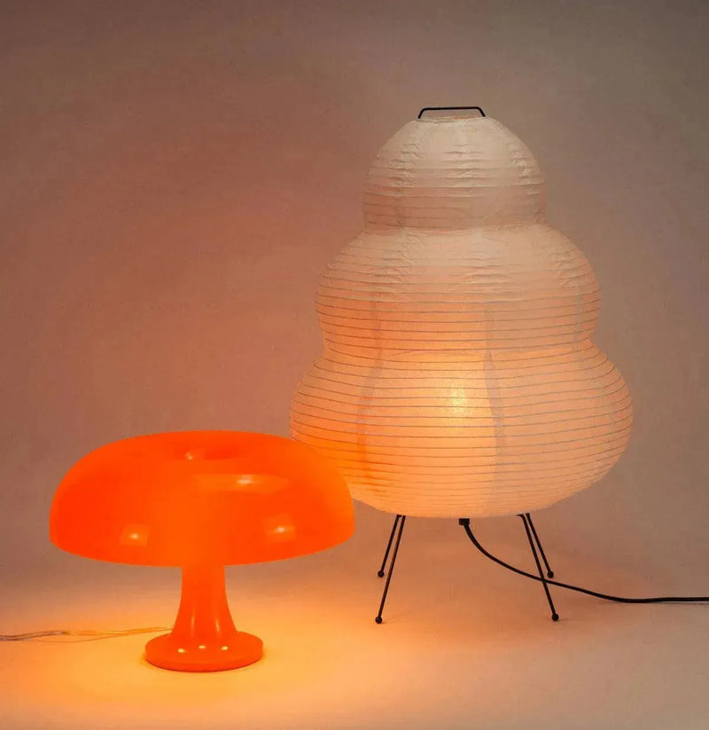 rice paper floor lamp and blood orange ceramic lamp bundle - Dennis Did It