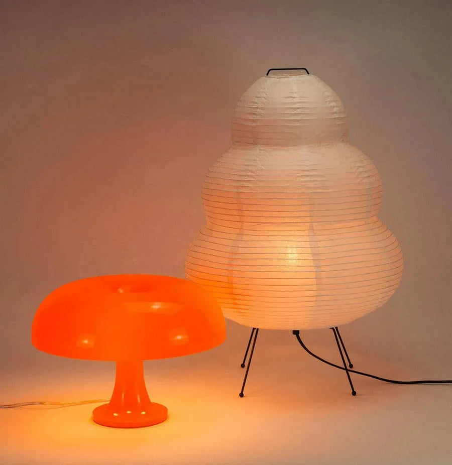 rice paper floor lamp and blood orange ceramic lamp bundle - Dennis Did It