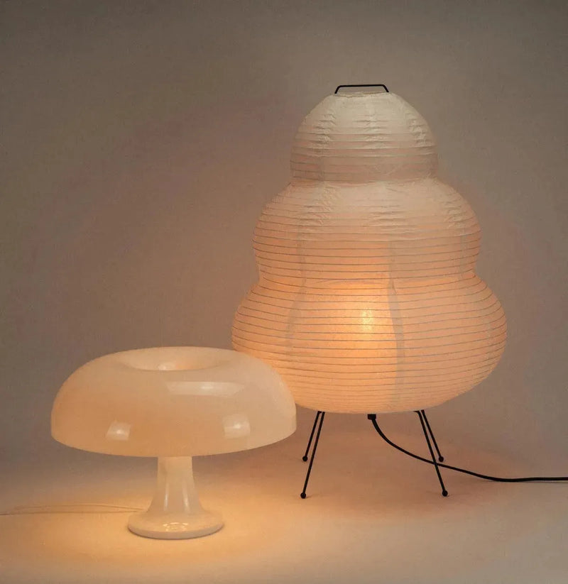 rice paper floor lamp and snow white ceramic lamp bundle - Dennis Did It