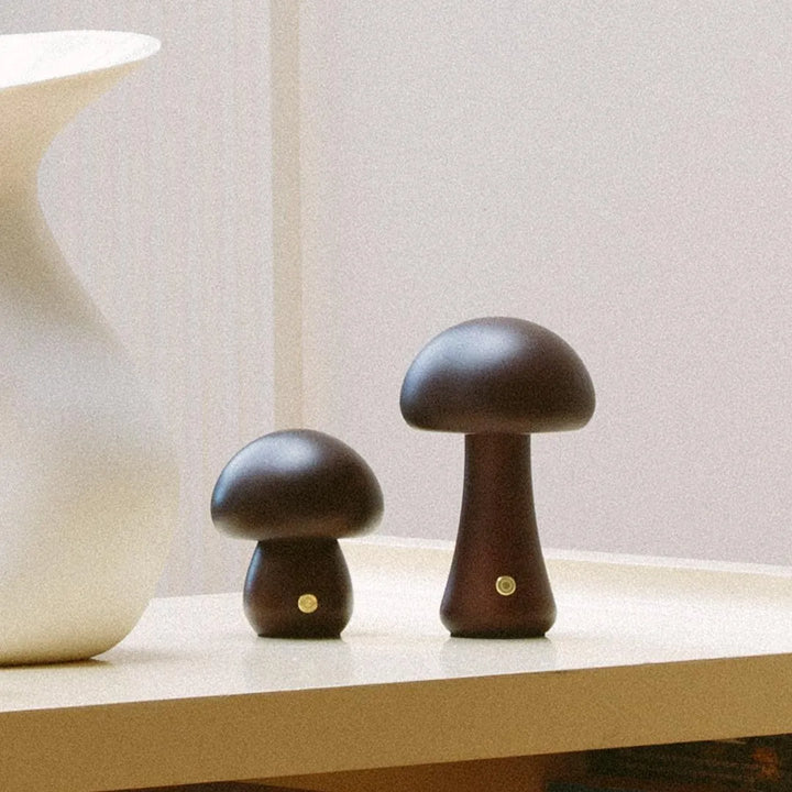 wooden mushroom lamp - walnut timber base regular - Dennis Did It