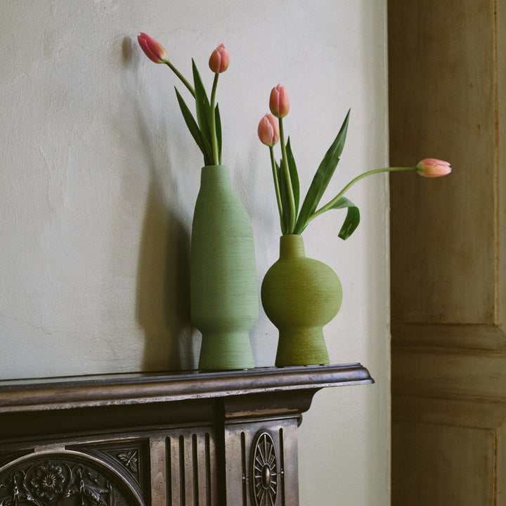 ceramic vase duo - lime and matcha green colourways - Dennis Did It