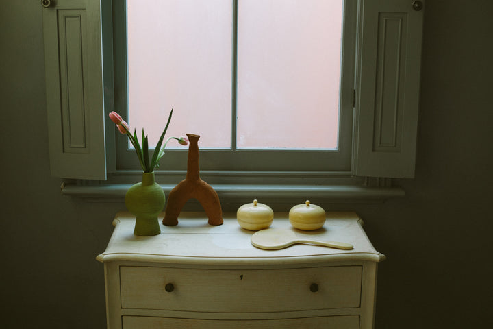 ceramic vase duo - lime and matcha green colourways - Dennis Did It