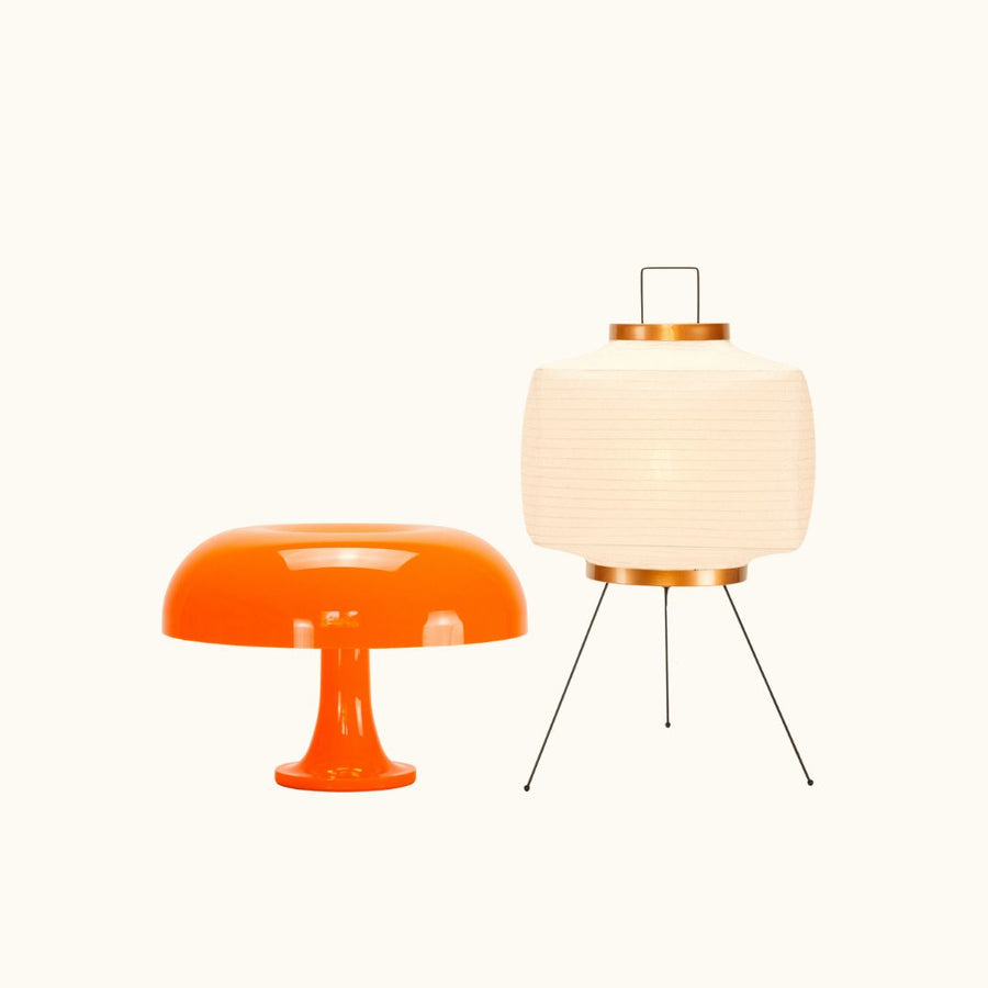 square floor lamp and blood orange ceramic lamp bundle - Dennis Did It