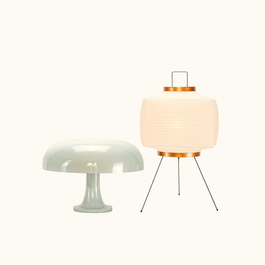 square floor lamp and snow white ceramic lamp bundle - Dennis Did It
