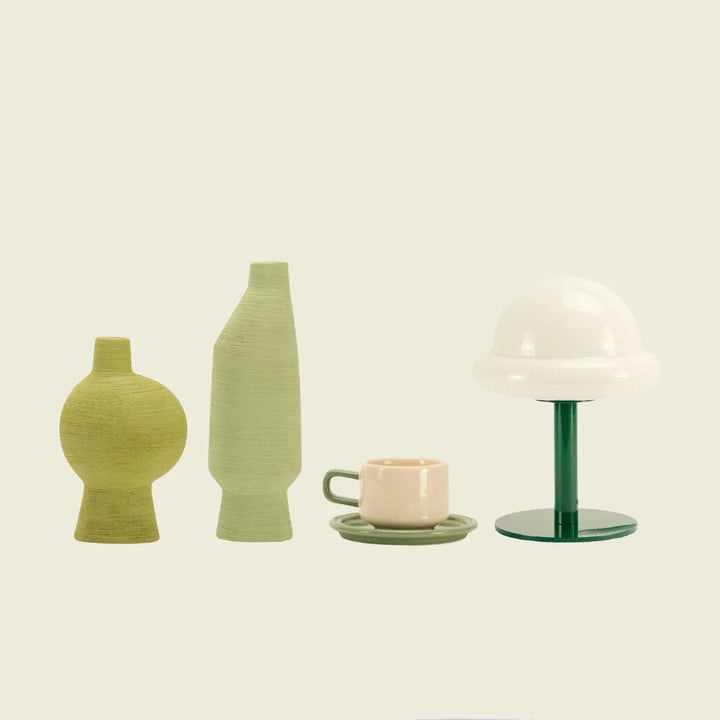 green lamp and earthy ceramics outdoor-inspired home bundle - Dennis Did It