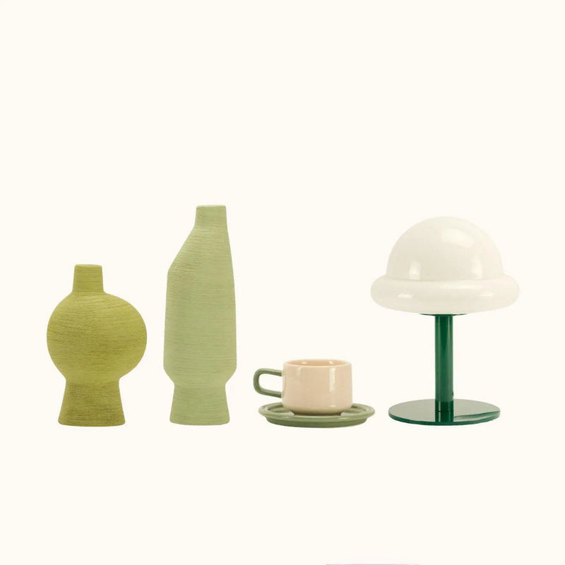 green lamp and earthy ceramics outdoor-inspired home bundle - Dennis Did It
