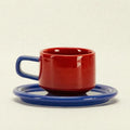 Spill the Tea Cup and Saucer | Red and Blue