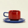 Spill the Tea Cup and Saucer | Red and Blue