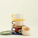ceramic cup and saucer set of 4 - colourful handmade ceramics - Dennis Did It