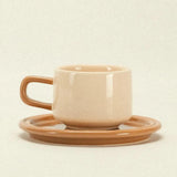 ceramic cup and saucer - coffee and cream colourway - Dennis Did It