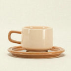 ceramic cup and saucer - coffee and cream colourway - Dennis Did It