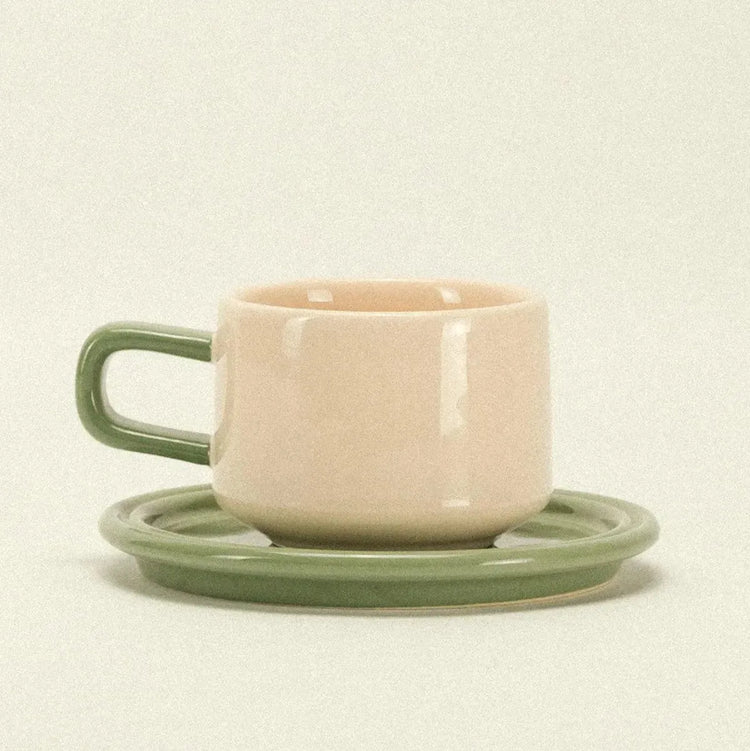 Spill the Tea Cup and Saucer | US-Linen and Olive-Dennis Did It