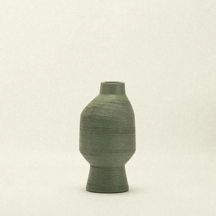 ceramic vase - earthy olive green glaze - Dennis Did It