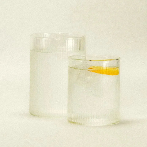 ribbed drinking glass - textured glassware - Dennis Did It