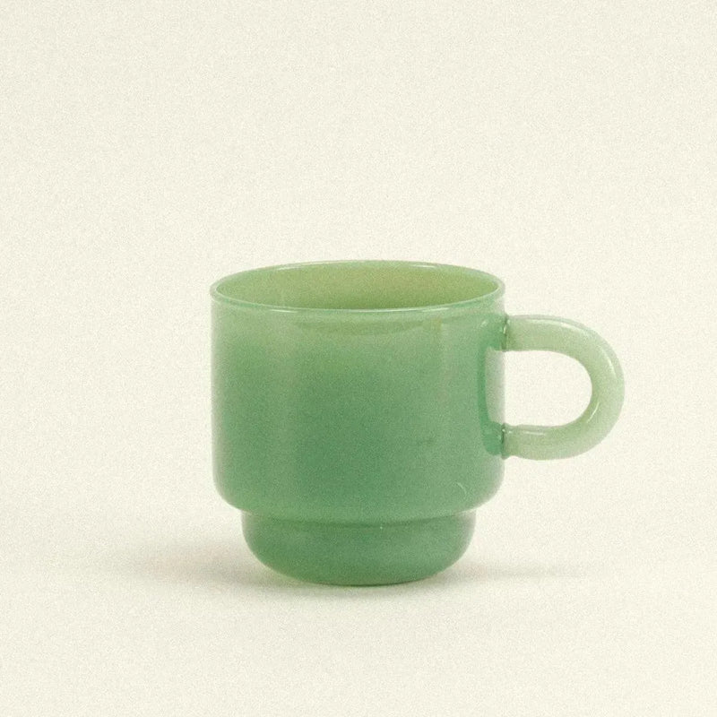 ceramic cup green colourway - handmade stoneware mug - Dennis Did It