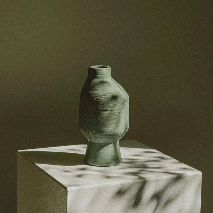 ceramic vase - earthy olive green glaze - Dennis Did It