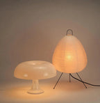 snow white ceramic lamp and rice paper floor lamp bundle - Dennis Did It