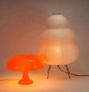rice paper floor lamp and blood orange ceramic lamp bundle - Dennis Did It