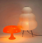 rice paper floor lamp and blood orange ceramic lamp bundle - Dennis Did It