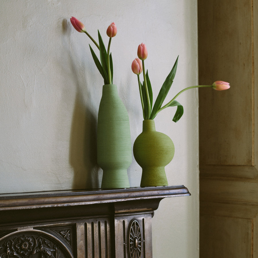ceramic vase duo - lime and matcha green colourways - Dennis Did It