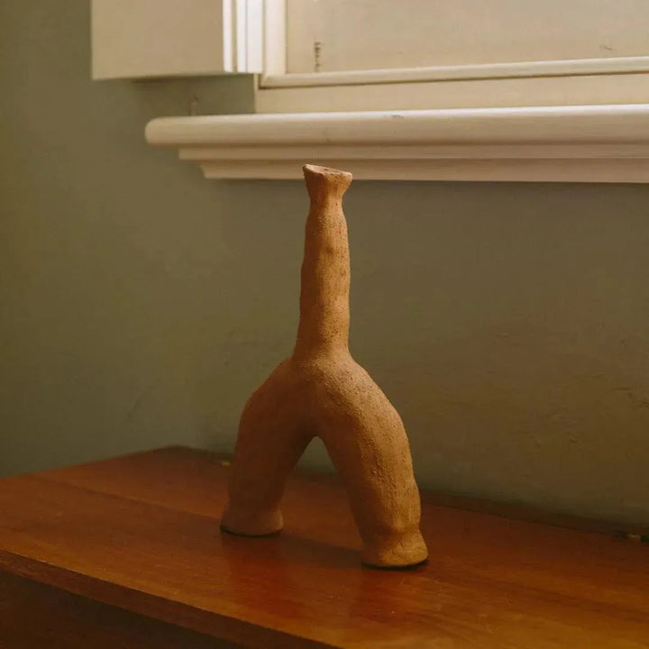 textured ceramic bud vase - brown glaze - Dennis Did It