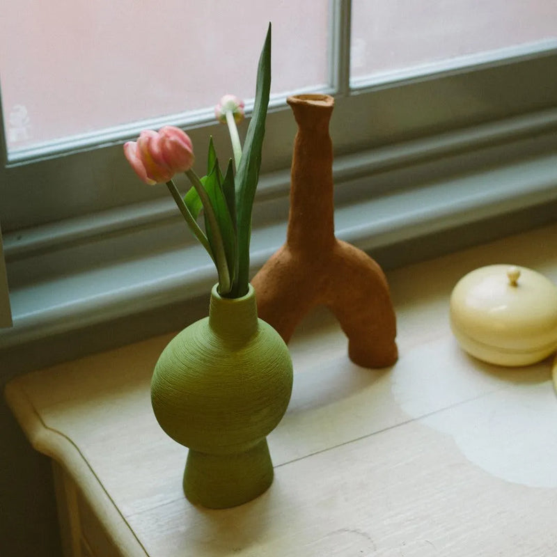 ceramic vase - lime green glaze - Dennis Did It