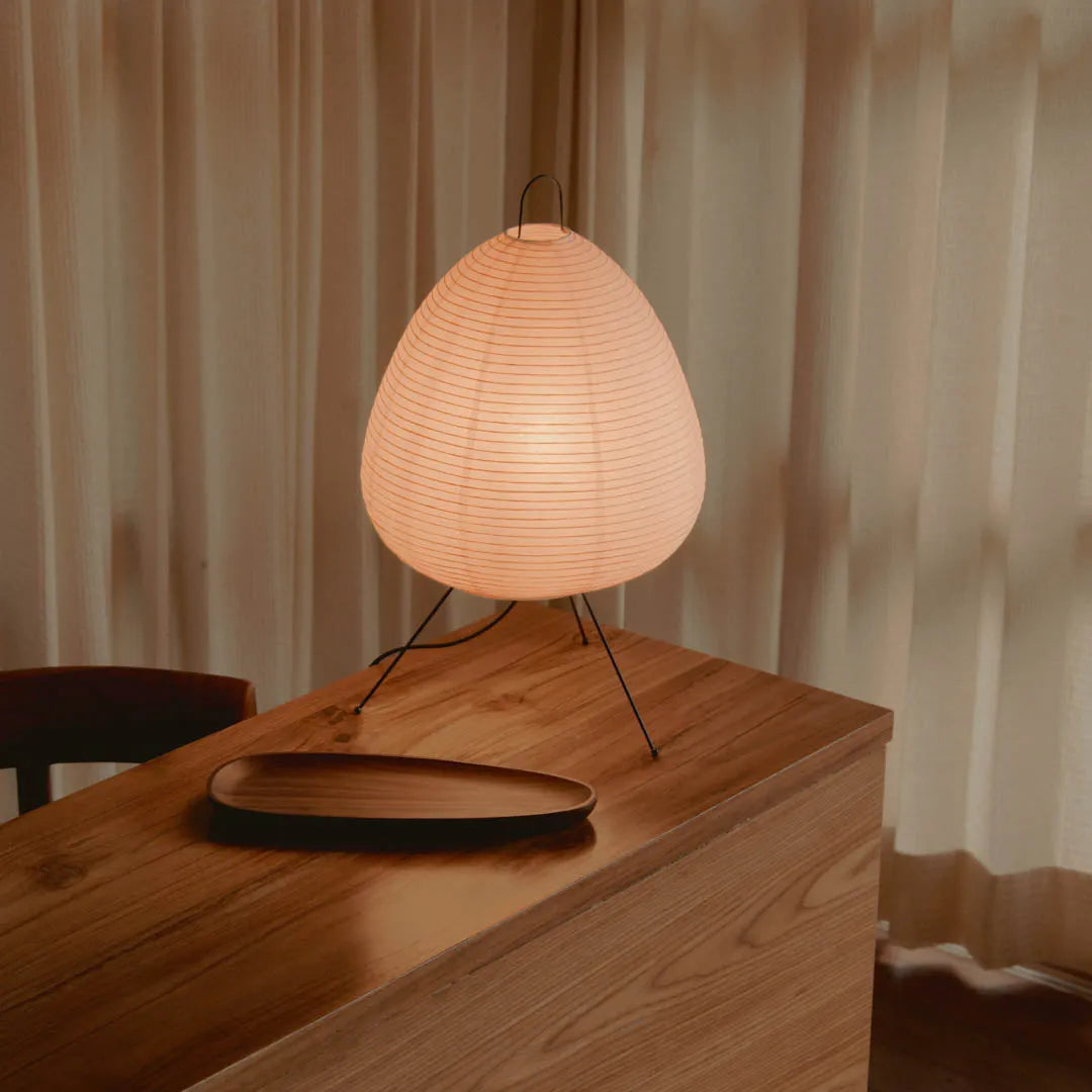 japandi floor lamp - rice paper shade timber base - Dennis Did It