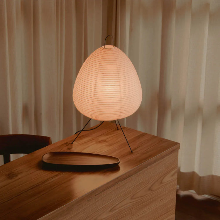 japandi floor lamp - rice paper shade timber base - Dennis Did It