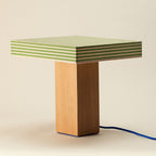 linen shade table lamp - oak base grass green - Dennis Did It