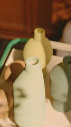 ceramic vase - earthy olive green glaze - Dennis Did It