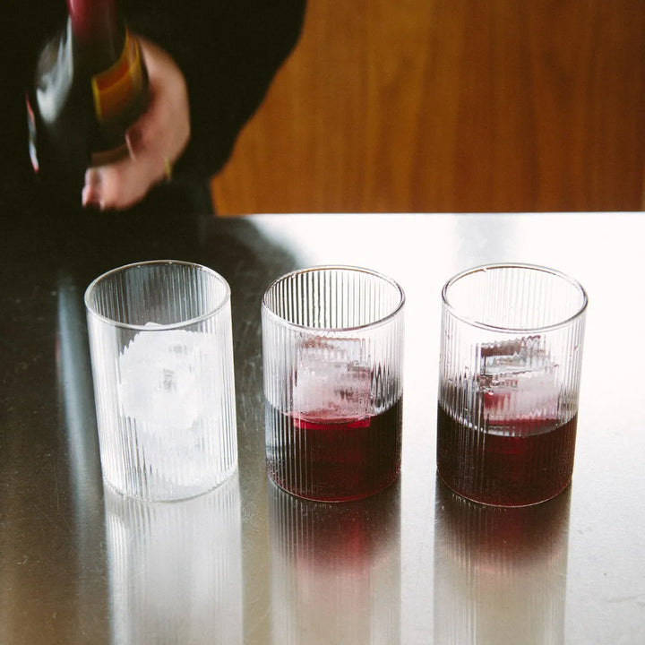 ribbed drinking glass - textured glassware - Dennis Did It
