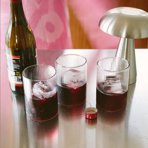 ribbed drinking glass - textured glassware - Dennis Did It