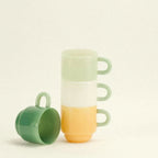 four Perfect Cups stacked - butter, white, soft green and green - Dennis Did It